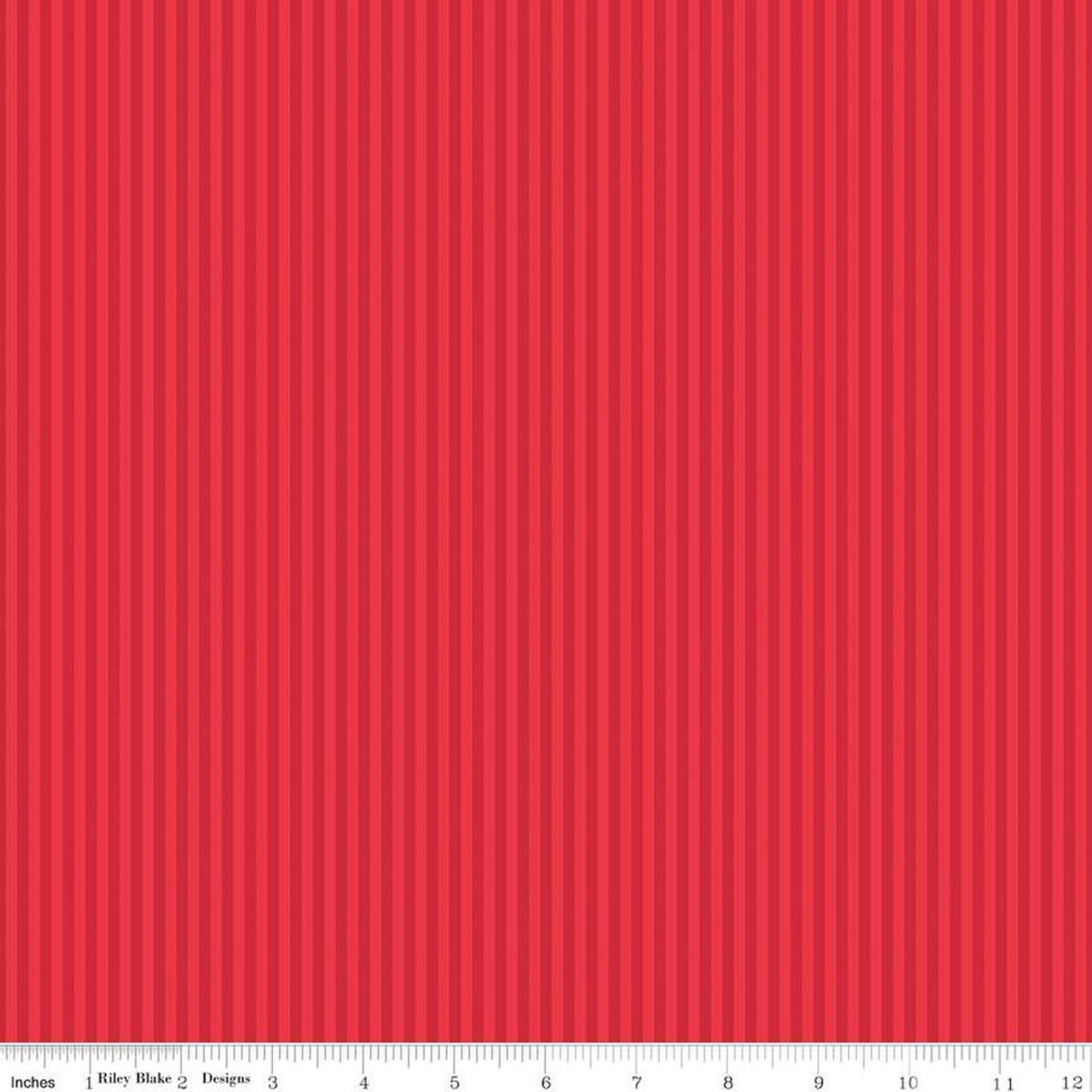 Fabric Riley Blake Basics Red 1/8" Tonal Stripes by the Quarter Yard C500-RED